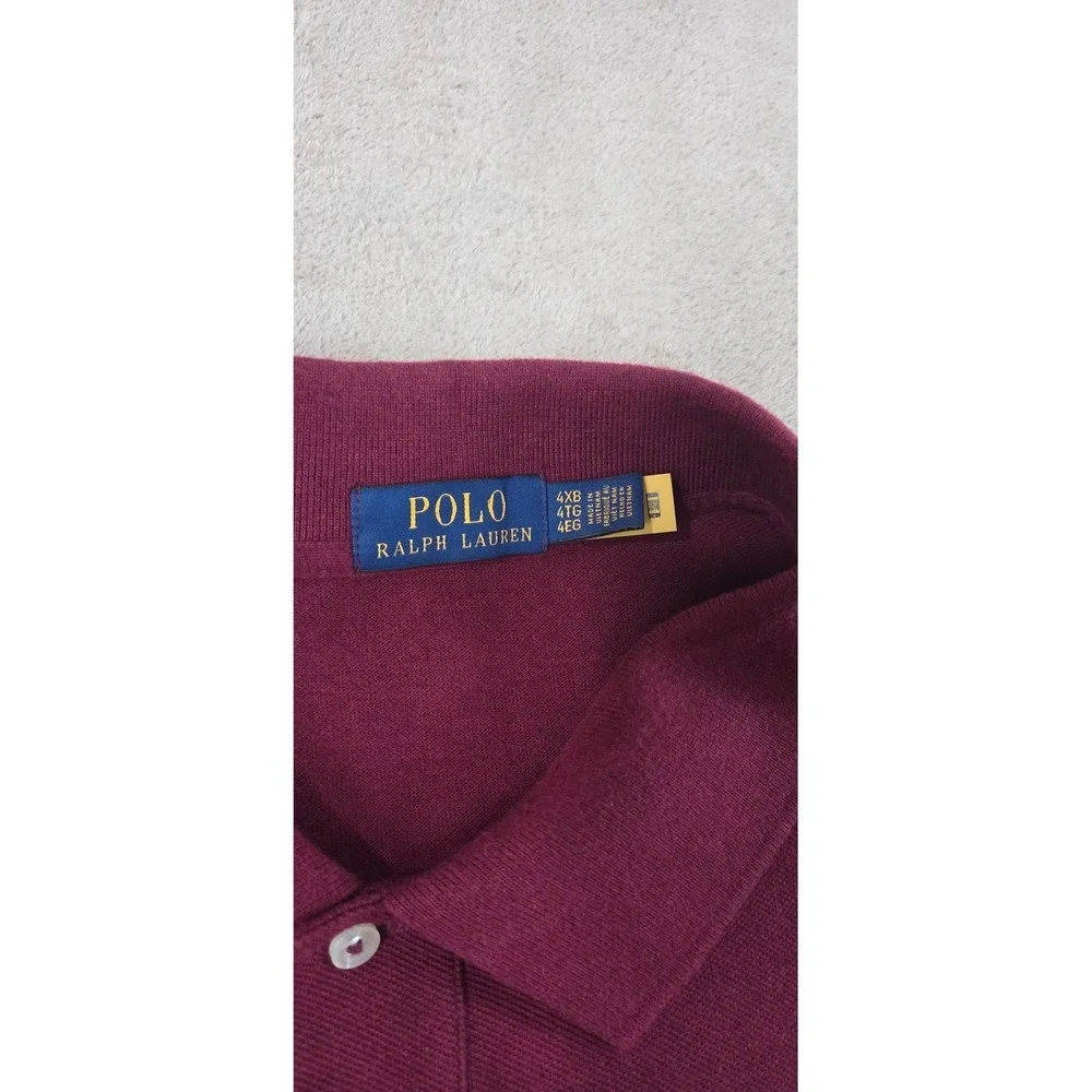 Polo Ralph Lauren Polo Shirt Men Size 4XB Big Maroon Short Sleeve EUC